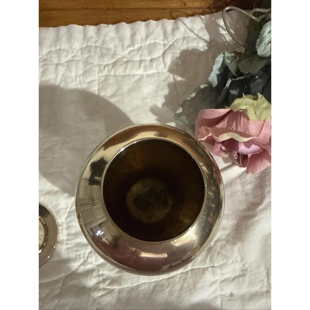 VTG Solid Brass Urn Vase Ginger Jar W/ Lid 6.5” Made India Cottage Boho Decor - Picture 2 of 4